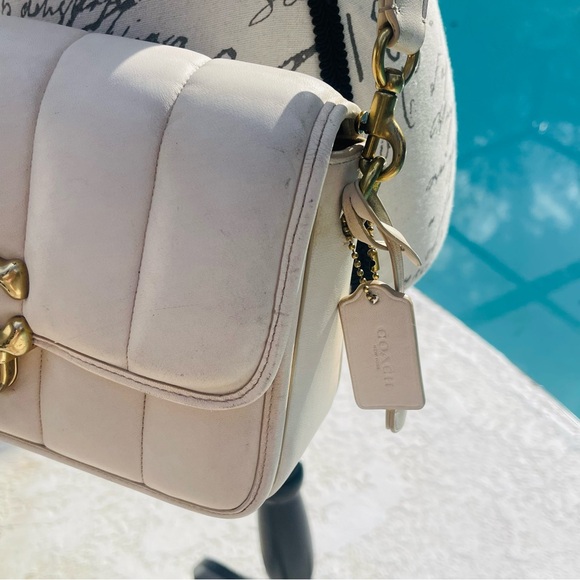 Coach Studio Chalk White Quilted Leather Brass Hardware Shoulder Bag Crossbody - Picture 15 of 15